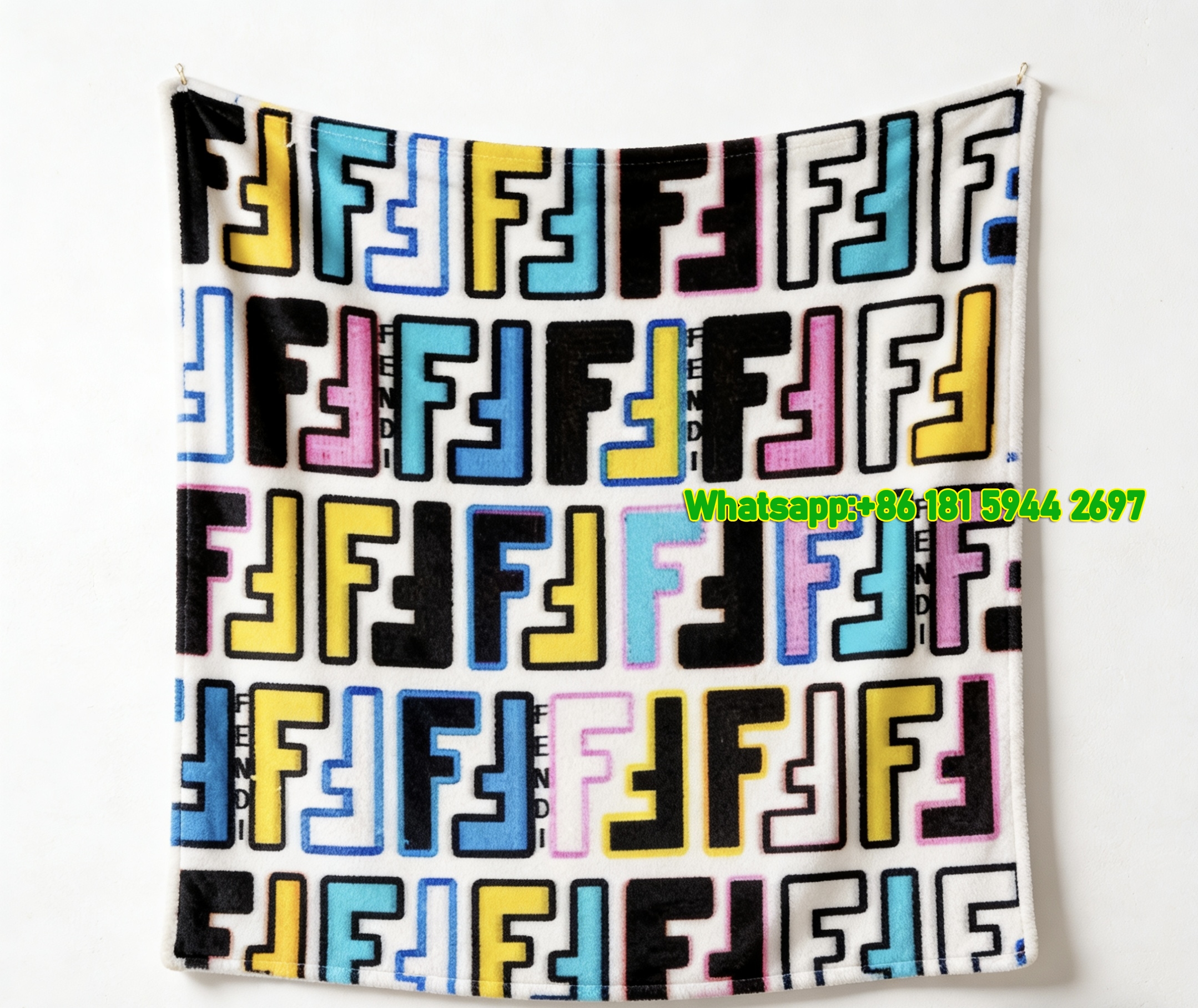 Fendi Multicolor FF Monogram Flannel Throw Blanket IMG_9484